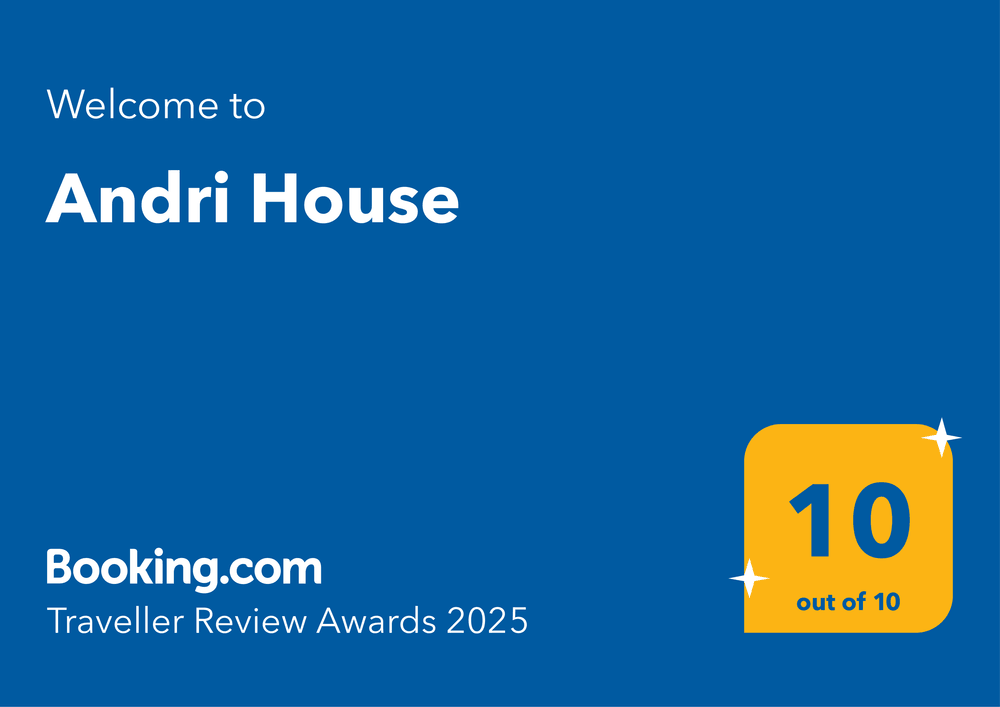 Booking.com Traveller Review Awards 2025 certificate for Andri House, score 10 out of 10